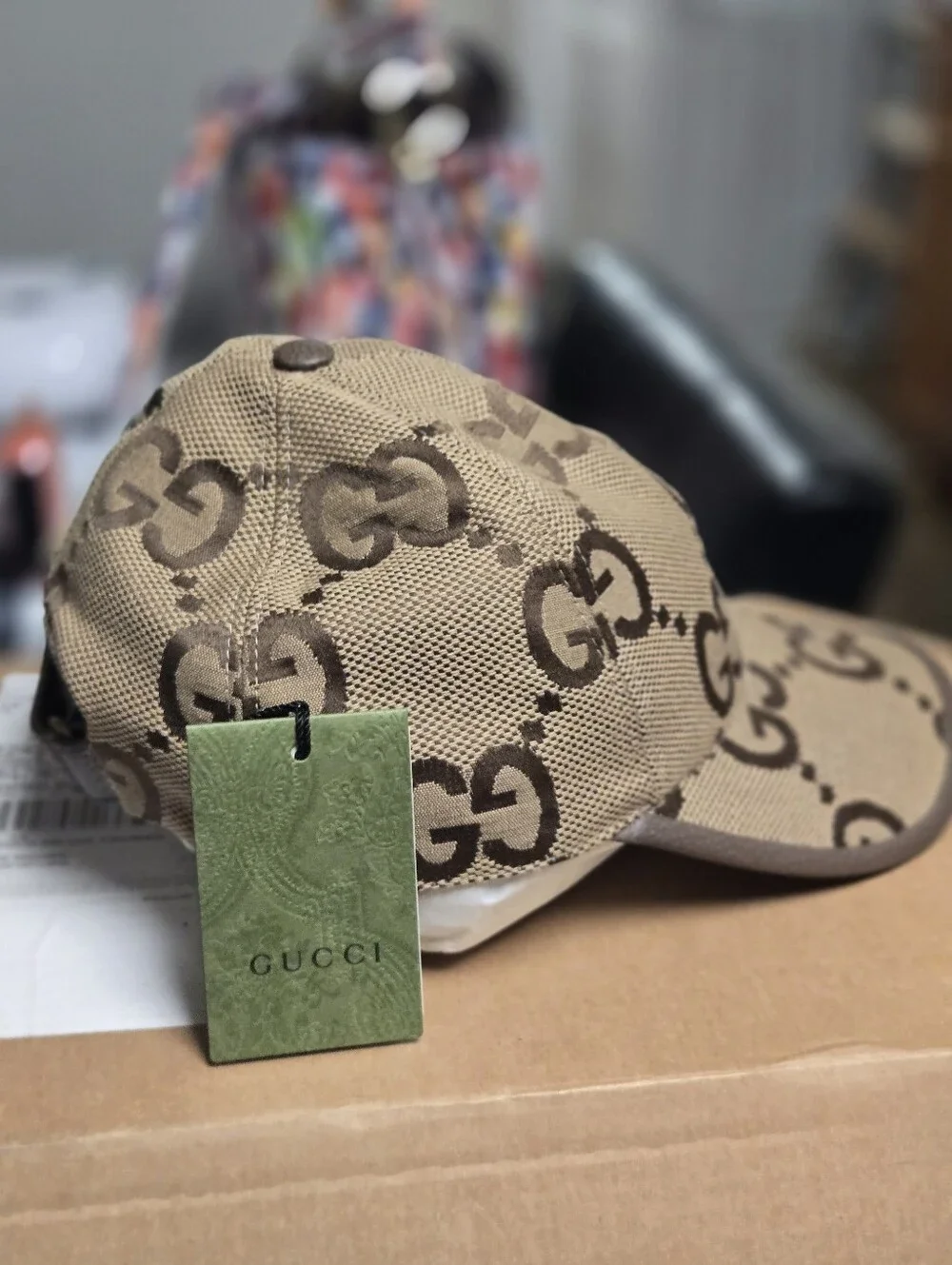 Gucci Tan and Dark Brown Monogram Baseball Cap